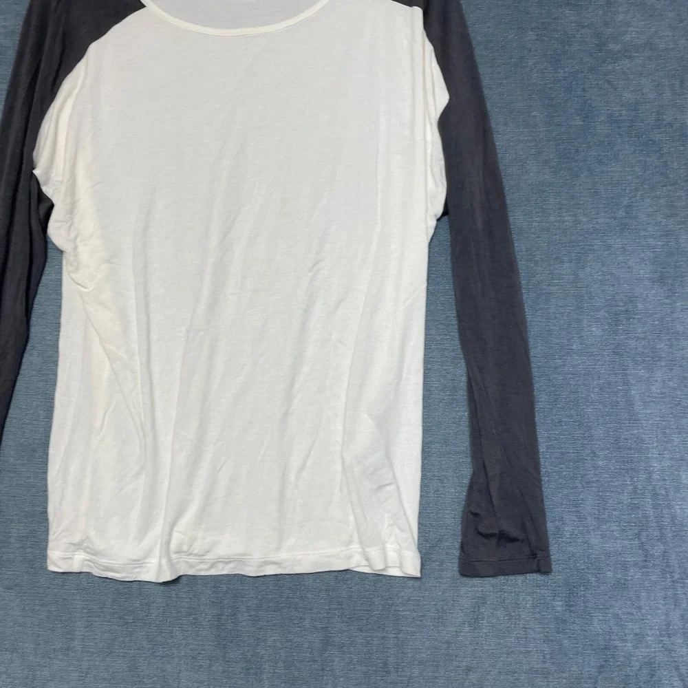 Banana Republic Shirt Mens Small White Black Raglan Sleeve Round Neck Casual